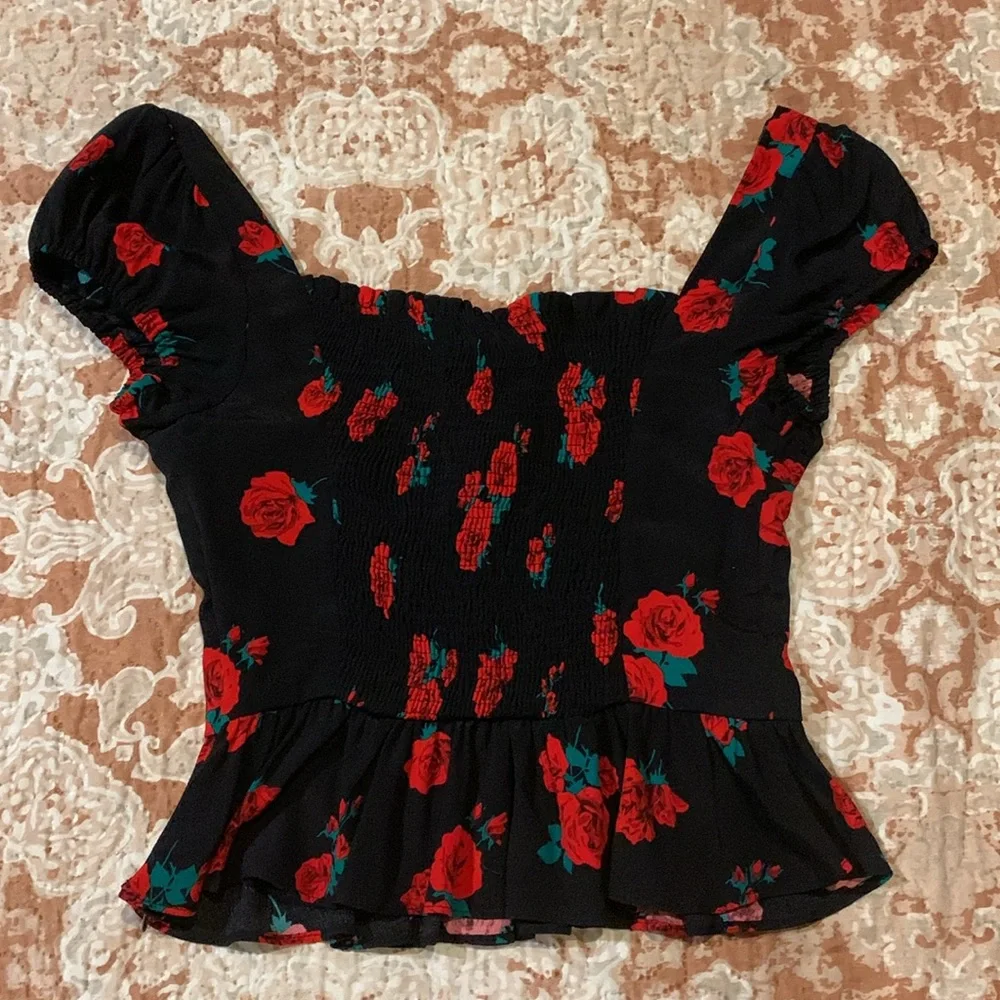 Zara Rose Print Top - Picture 5 of 8